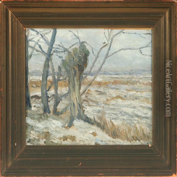 Winter Landscape With Bare Trees Oil Painting - Sven Bruun