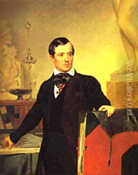 Portrait of the Architect and Painter Alexander Brulloff 1841 Oil Painting - Julia Vajda