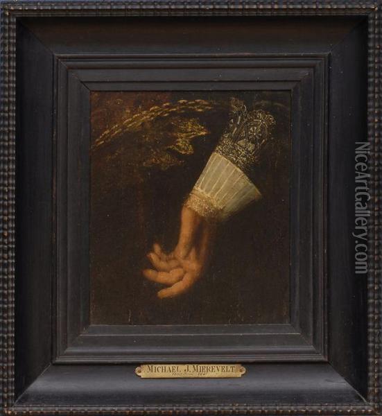 Gentleman's Hand Oil Painting - Michiel Jansz. Van Miereveldt