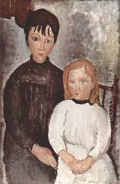 Two girls Oil Painting - Amedeo Modigliani