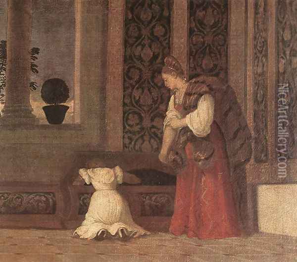 The Venus of Urbino (detail) 1538 Oil Painting - Tiziano Vecellio (Titian)