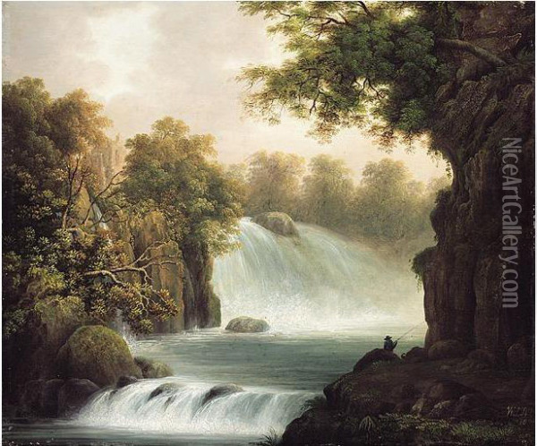 A View Of The River Dargle, County Wicklow Oil Painting - William Abraham Le Mesurier