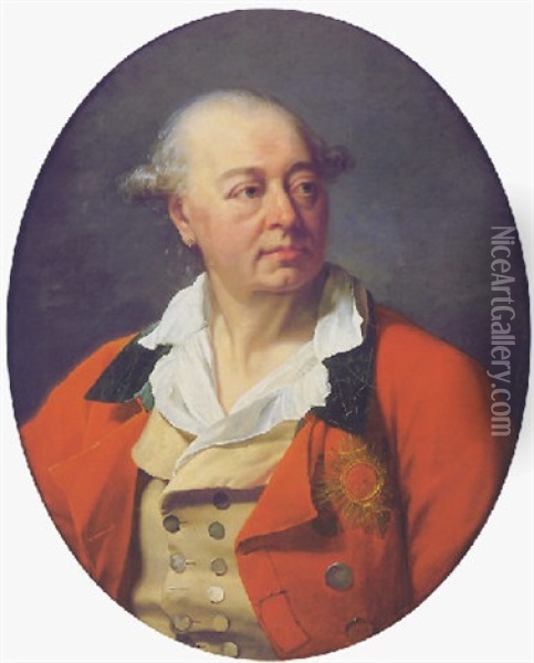 Portrait D'homme A La Veste Rouge Oil Painting - Adelaide Labille-Guiard