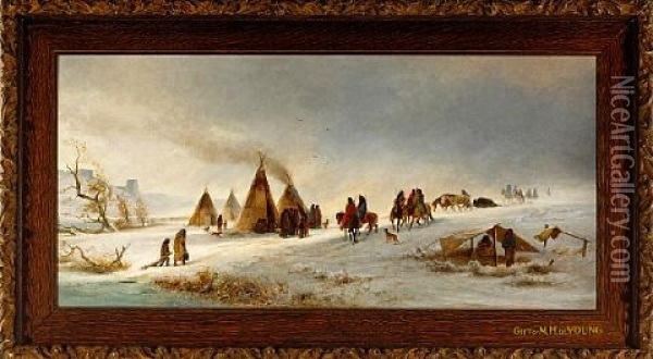 Indians In The Snow Oil Painting - William Hahn