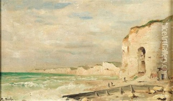 Kustenlandschaft Mit Spaziergangern Am Strand Oil Painting - Robert Charles Gustave Laurens Mols