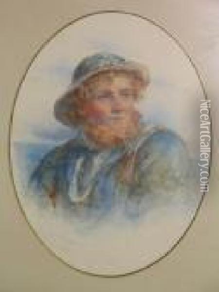 Portraits Of A Fisherman And A Fisherwoman, Head And Shoulders Oil Painting - James Drummond