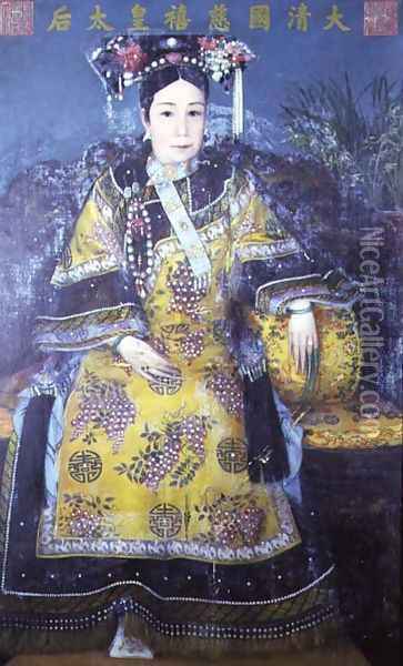 Portrait of the Empress Dowager Cixi (1835-1908) (2) Oil Painting - Anonymous Artist