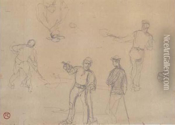 Etudes D'homme Et De Jardinier Oil Painting - Henri De Toulouse-Lautrec