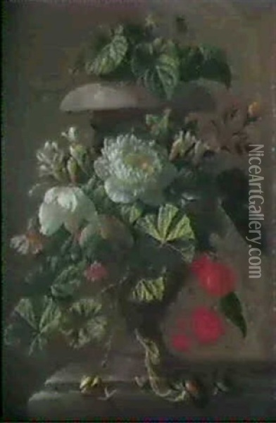 Blumen In Einer Steinvase Oil Painting - Elias van den Broeck