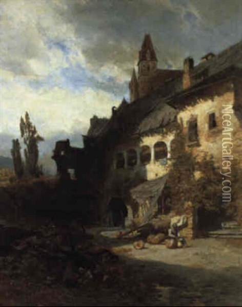 Der Theissenhof In Wiessenkirchen In Der Wachau Oil Painting - Ludwig Roesch