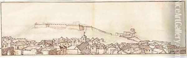 View of the town and fort, Tangier, from the south-east (recto); View from the Bowling Green, Tangier (verso) Oil Painting - Wenceslaus Hollar