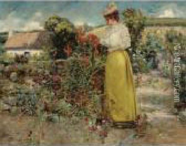 Among The Flowers, Giverny Oil Painting - Dawson Dawson-Watson