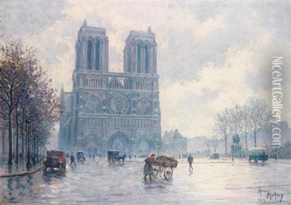 Vue De Notre Dame De Paris Oil Painting - Henri Malfroy-Savigny