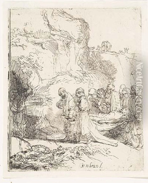 Christ Carried To The Tomb<</b> Oil Painting - Rembrandt Van Rijn