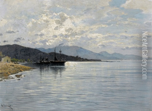 Dalmatinische Kuste Mit Segelschiffen Oil Painting - Hermann David Salomon Corrodi