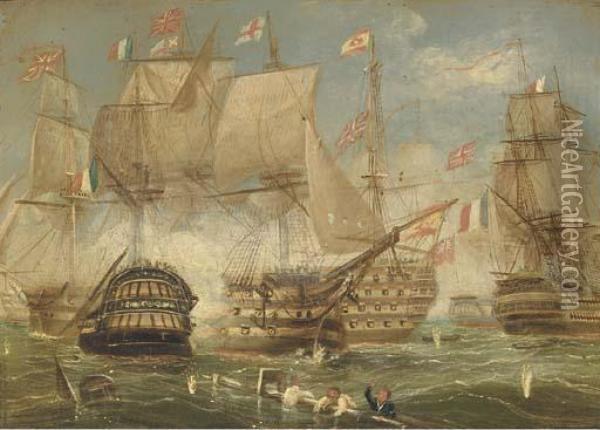 The Battle Of Trafalgar Oil Painting - Thomas Buttersworth