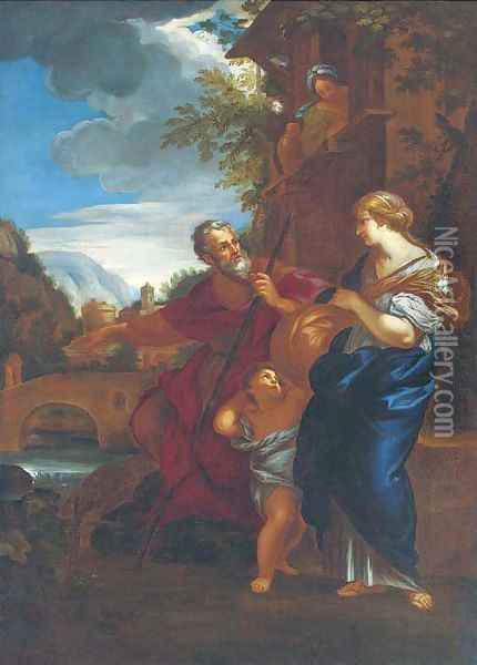 The Flight into Egypt Oil Painting - Pietro Da Cortona (Barrettini)