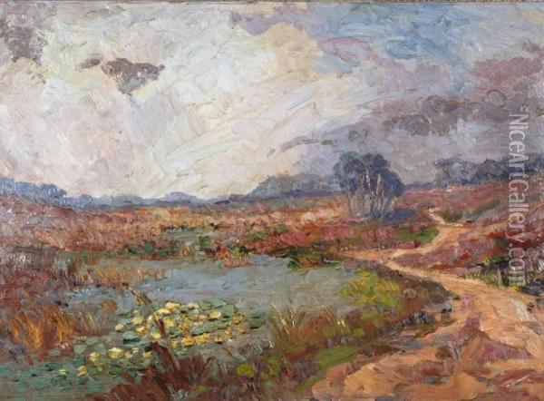 Landschap Met Waterlelies In Een Ven Oil Painting - Jan Kruijsen