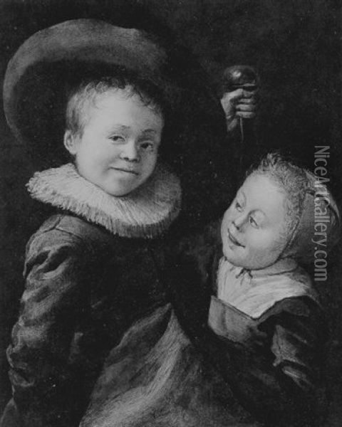 Portrait Of Two Young Children Oil Painting - Jan Miense Molenaer