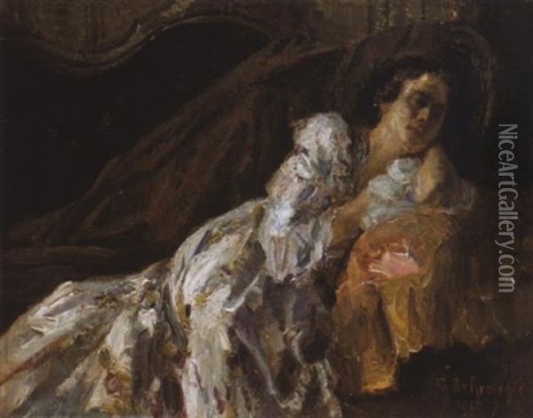 Junge Frau Auf Dem Divan Oil Painting - Gustav Peter Franz Schraegle
