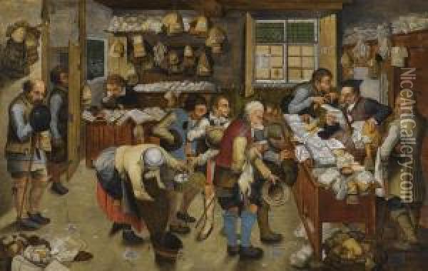 The Village Lawyer's Office Oil Painting - Pieter The Younger Brueghel