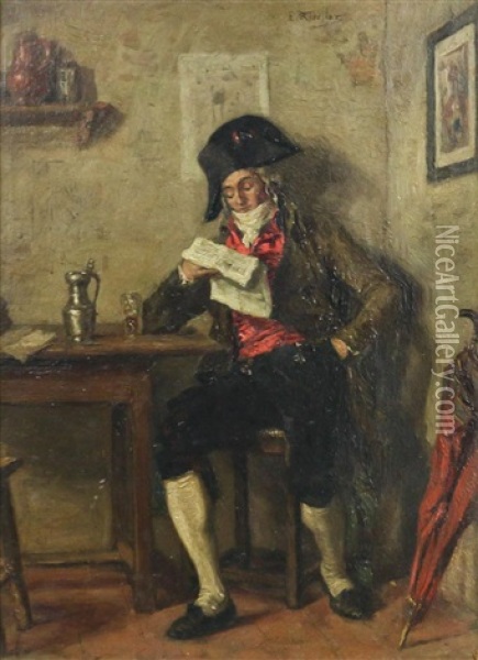 Monsieur Reads The News Oil Painting - Emile Robellaz