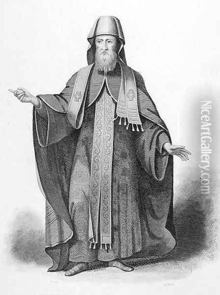 A Muscovite Bishop in his Pontifical Habit, engraved by J. B. Bird, from World Religion, published by A. Fullarton and Co. Oil Painting - Picart