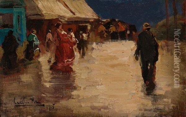 Personajes, 1915 Oil Painting - Cecilio Pla