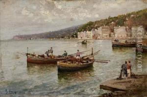 Marina Con Barche A Posillipo Oil Painting - Raimpondo Scoppa