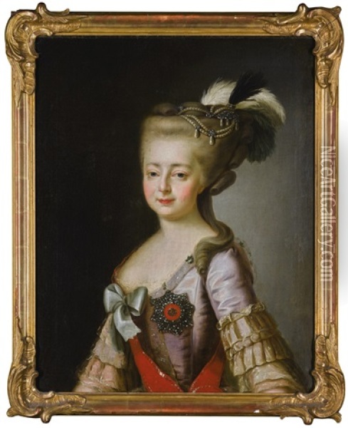 Portrait Of Empress Maria Fedorovna Oil Painting - Alexander Roslin