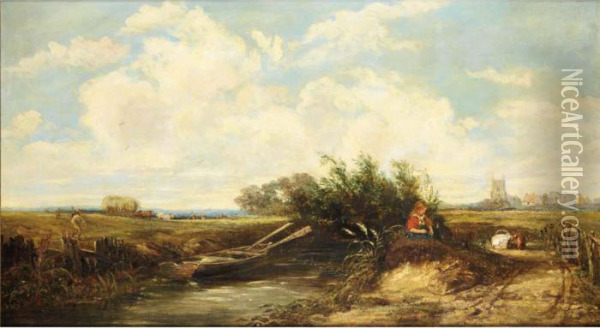 Waiting By The Stream Oil Painting - William James Muller