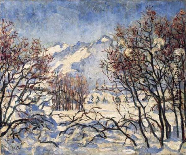 Winterlandschaft Im Engadin Oil Painting - Giovanni Giacometti