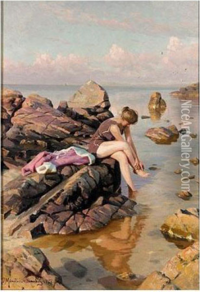 The Bather Oil Painting - Peder Mork Monsted