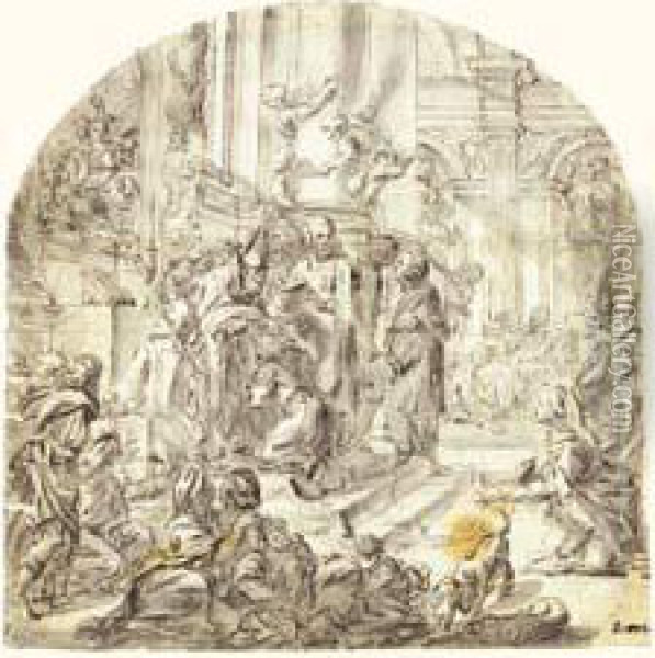 Scene D'ordination Dans Une Eglise Oil Painting - Clemente de Torres