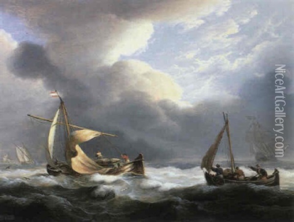 Hauling The Nets Oil Painting - Thomas Luny
