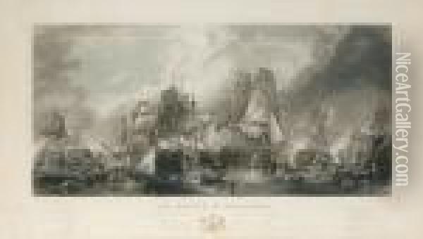 Battle Of Trafalgar Oil Painting - George Clarkson Stanfield