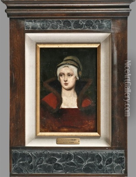 Portrait Einer Dame Mit Haube Und Stehkragen Oil Painting - George Von Hoesslin
