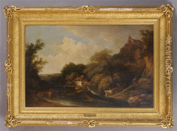 European Landscape With Mill Oil Painting - Philip James de Loutherbourg