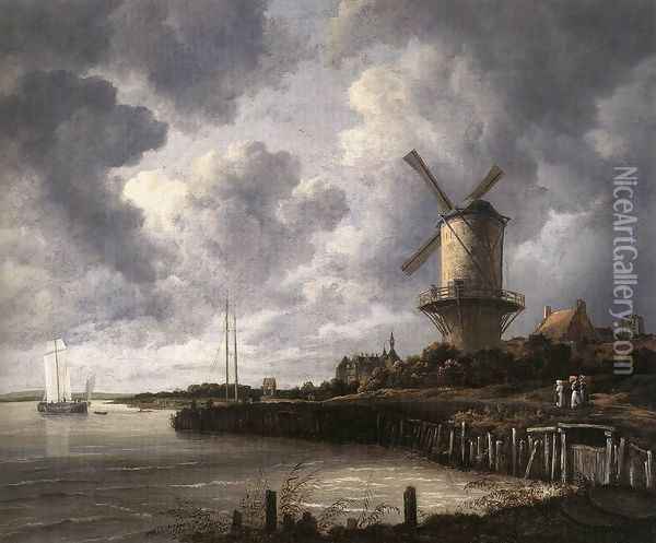 The Windmill at Wijk bij Duurstede c. 1670 Oil Painting - Jacob Van Ruisdael