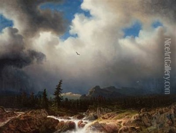 Vildmark Med Fors Oil Painting - Marcus Larsson