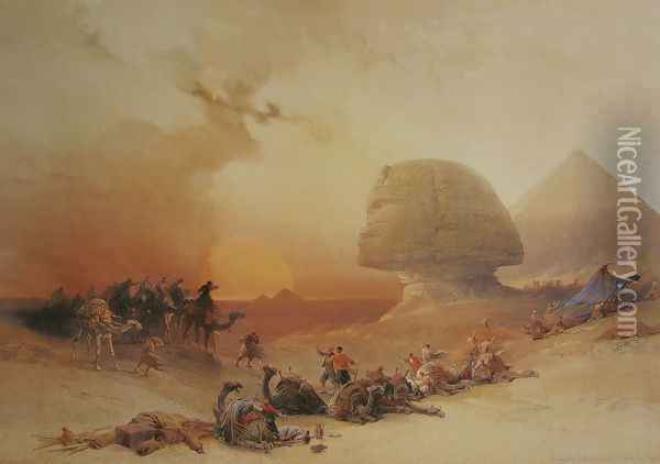 The simoon in the desert Oil Painting - David Roberts
