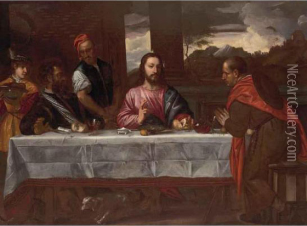 Cena In Emmaus Oil Painting - Tiziano Vecellio (Titian)