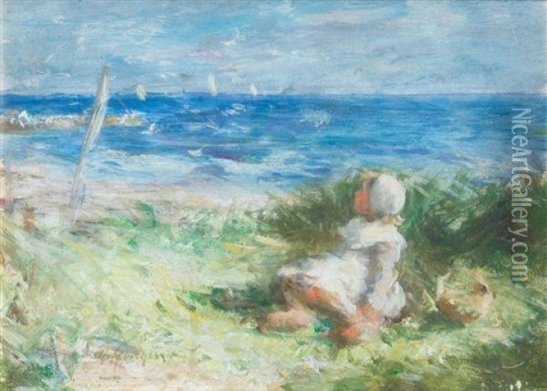 White Sails And Sea Gulls Oil Painting - Robert Gemmell Hutchison