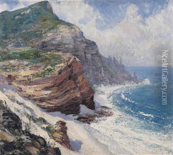 A Coastal Cape Landscape Oil Painting - Pieter Hugo Naude