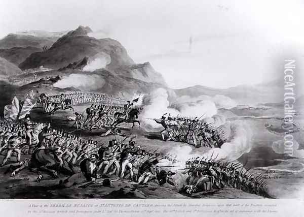 A View of the Serra de Busacco at San Antonio de Cantara showing the attack by Marshal Reigniers upon the British and Portuguese forces under Lt. General Sir Thomas Picton, 27th September 1810, engraved by Charles Turner, 1815 Oil Painting - Thomas Staunton St. Clair