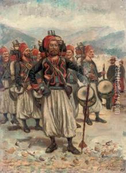 North African Troops Oil Painting - Charles Amable Lenoir