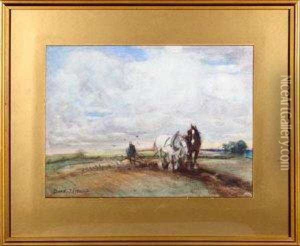 Ploughing Scene Oil Painting - David Thomas Robertson