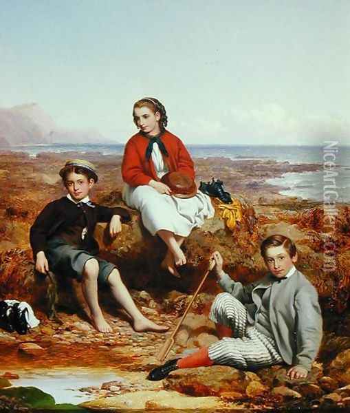 Florence, Arthur and Charles Moore, 1868 Oil Painting - William Crosby