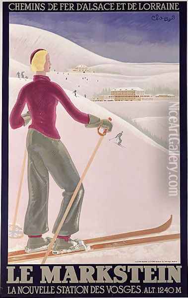 Poster advertising 'Le Markstein' a new ski resort in the Vosges with Railways of Alsace and Lorraine Oil Painting - Choucard