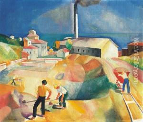Sunlit Italian Landscape (brick Factory) Oil Painting - Karoly Patko